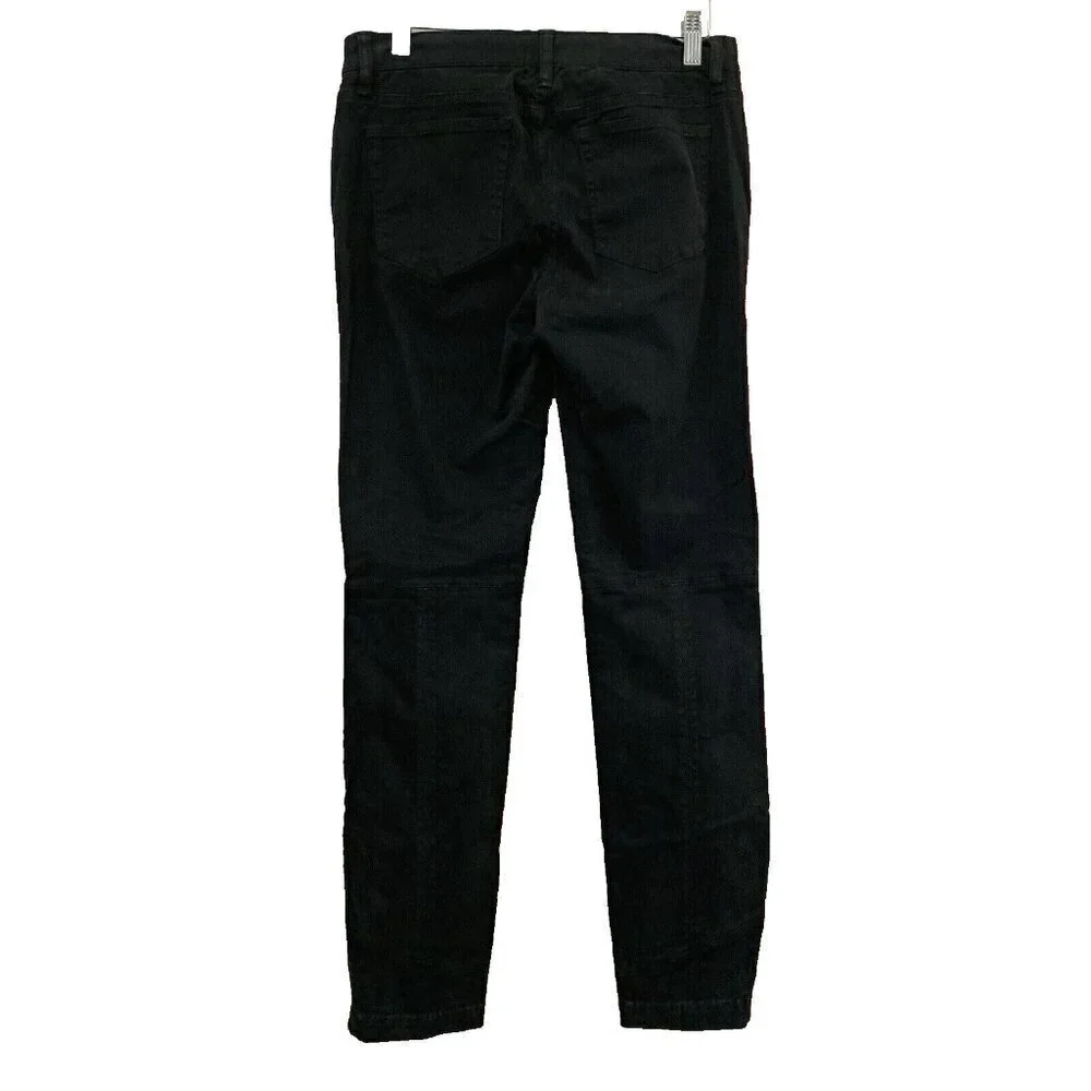 J Crew Toothpick Denim Women's 28 Black Moto Jeans Ankle Zip 30x28.5